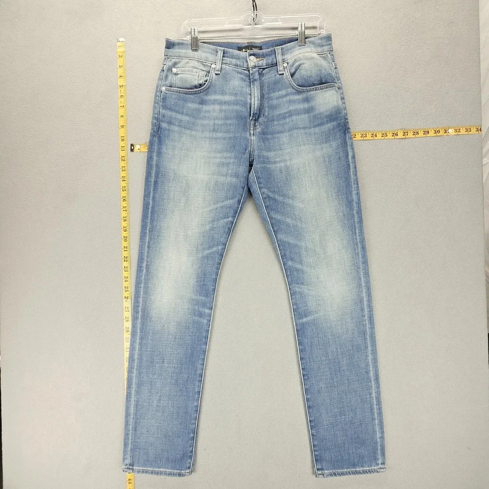 7 For All Mankind Jeans Mens 31x32 Blue Adrien Slim Tapered Light Wash Stretch